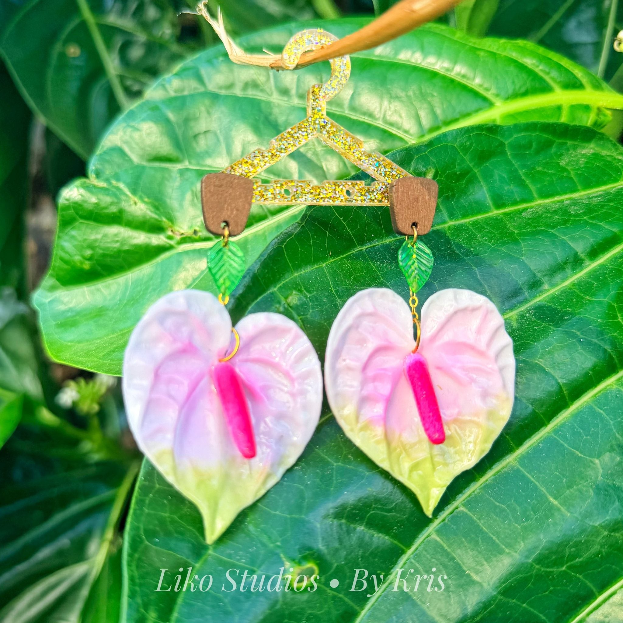 Pink Anthurium Earrings