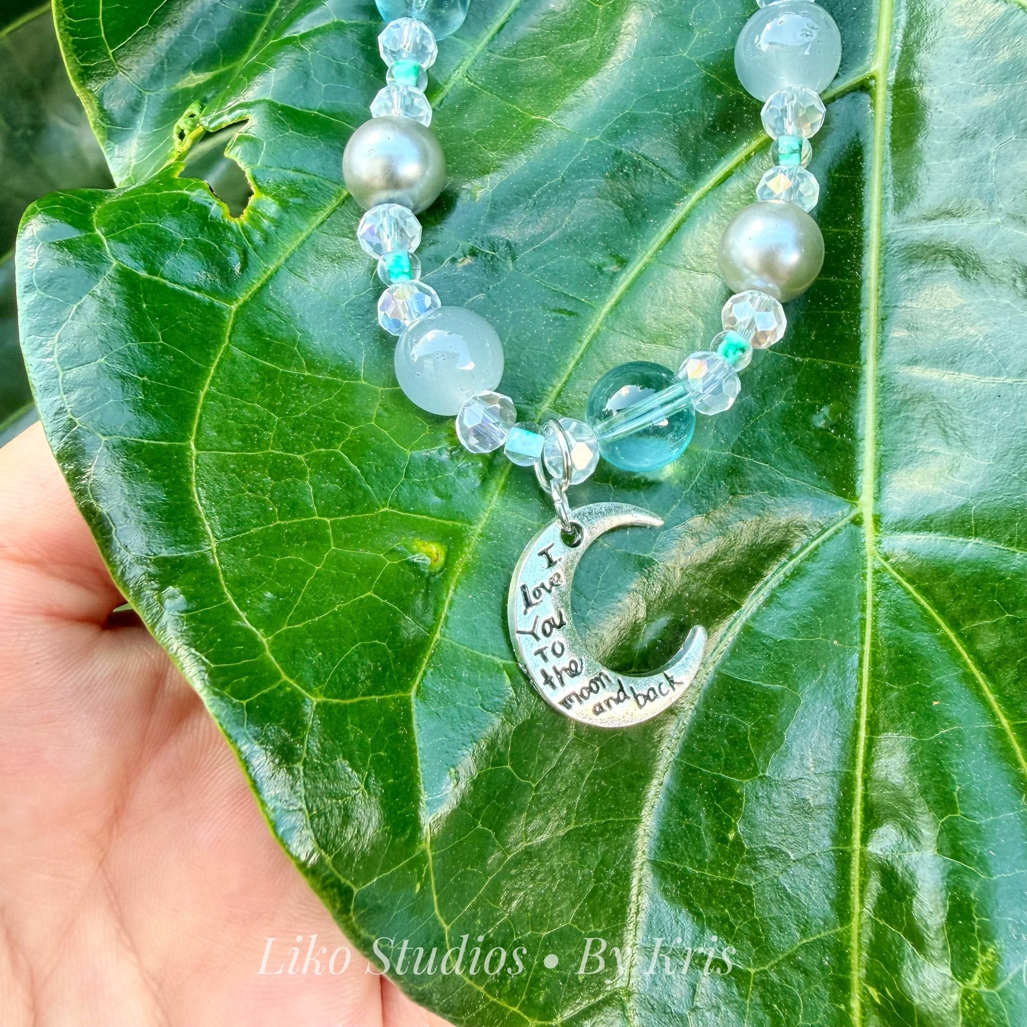 Love you to the moon and back | Beaded Necklace 18"