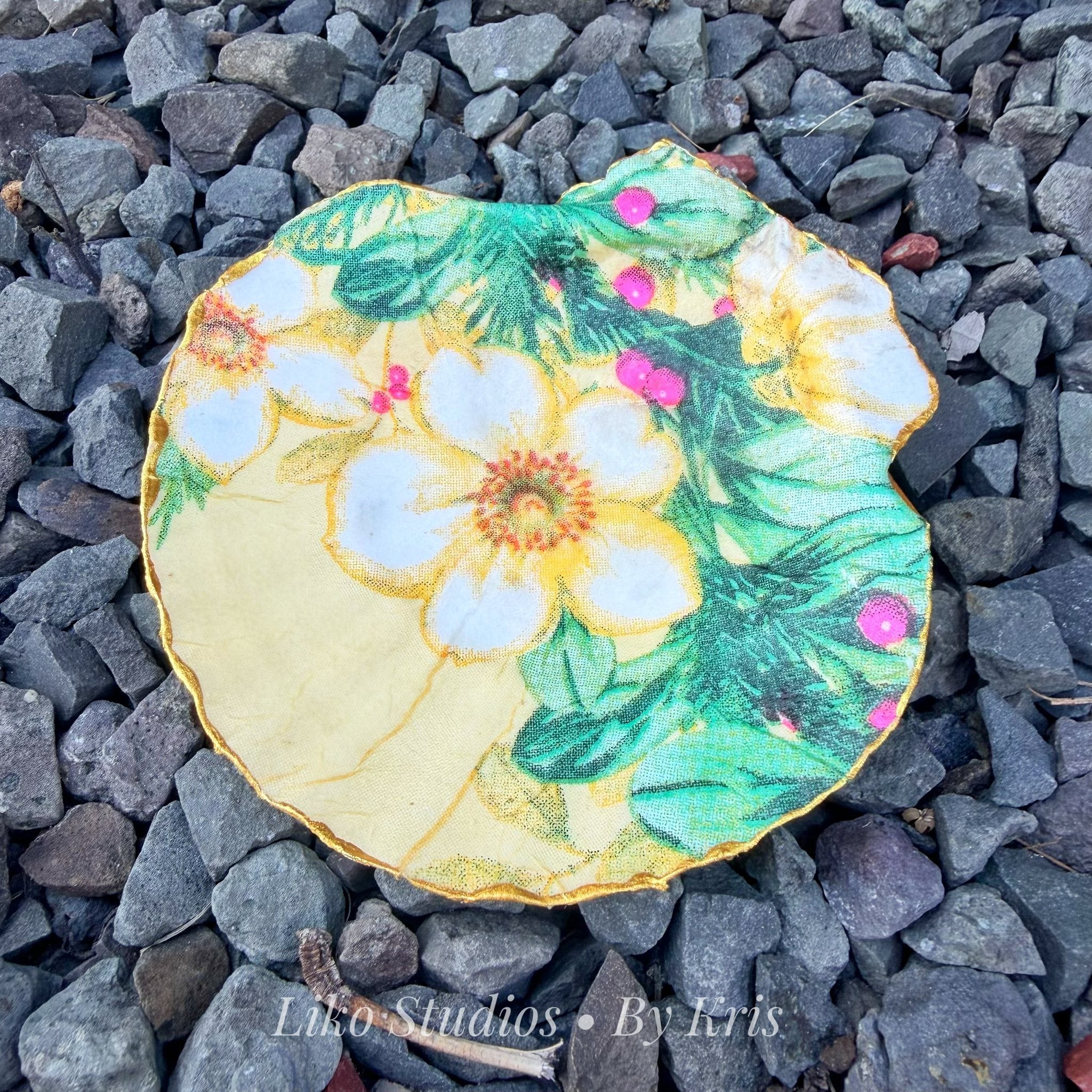 Floral Sunrise | Scallop Shell Trinket Dish