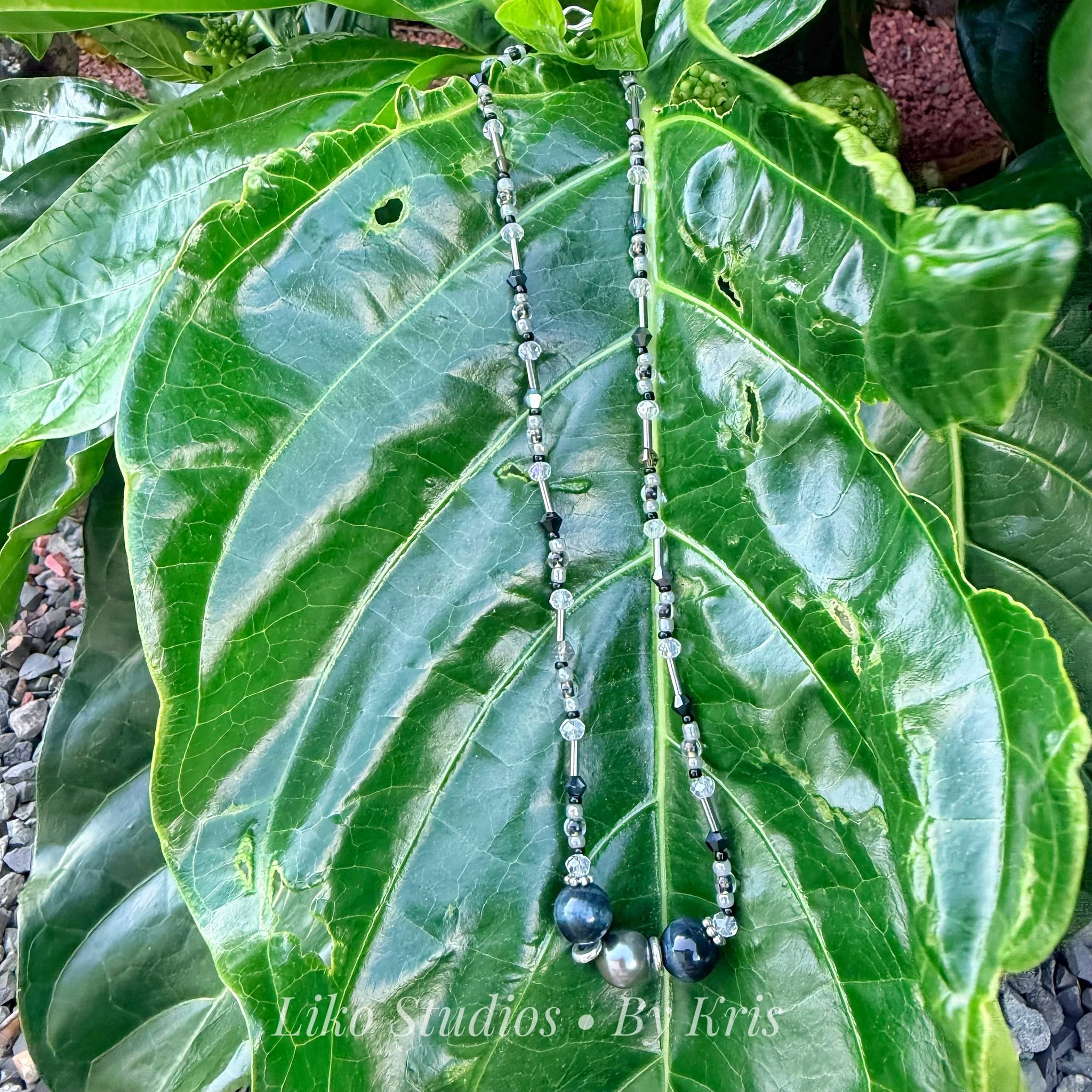 Blue Eclipse | Pearl and Tiger Eye Choker 16"