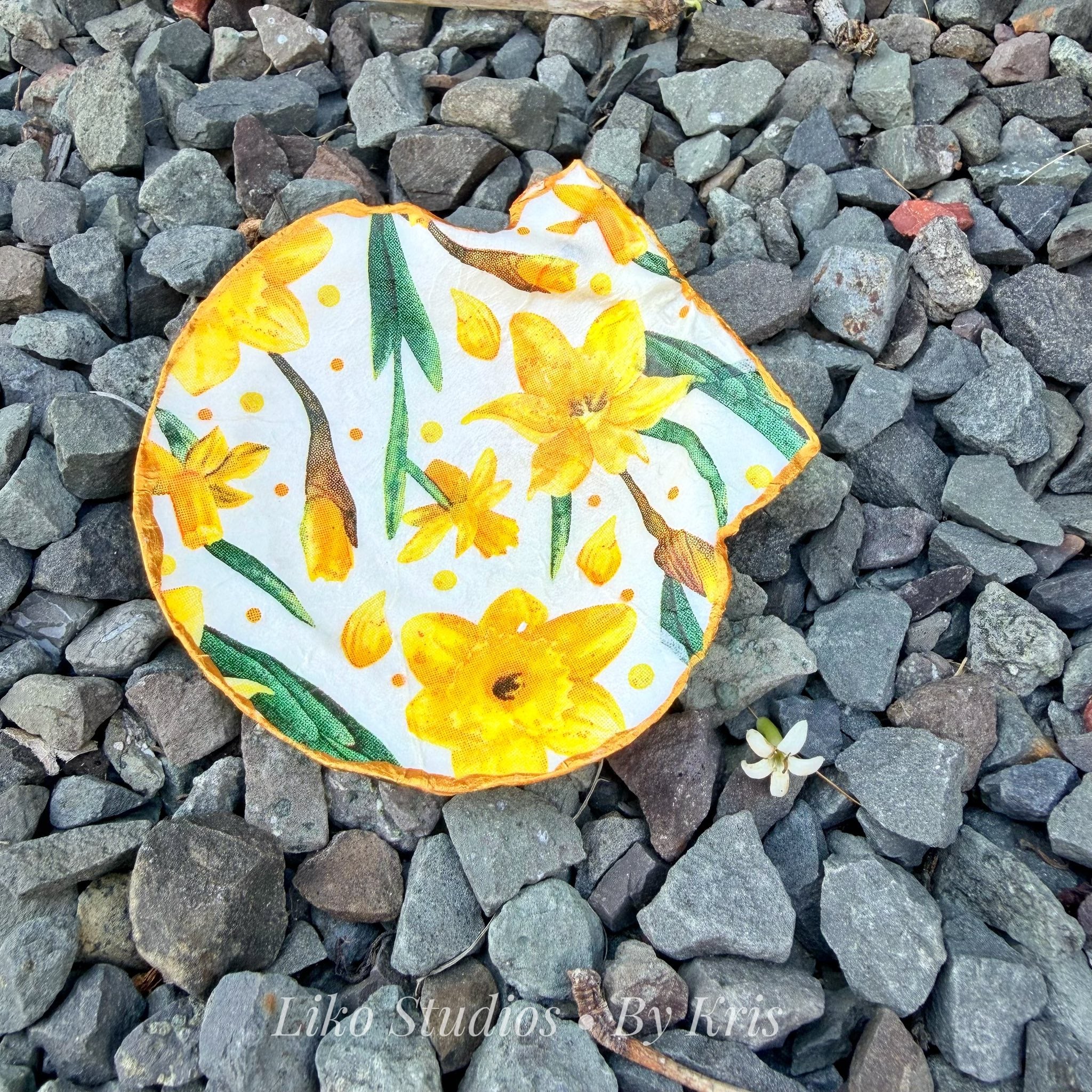 [Imperfect] - Yellow Floral Scallop Shell Trinket Dish