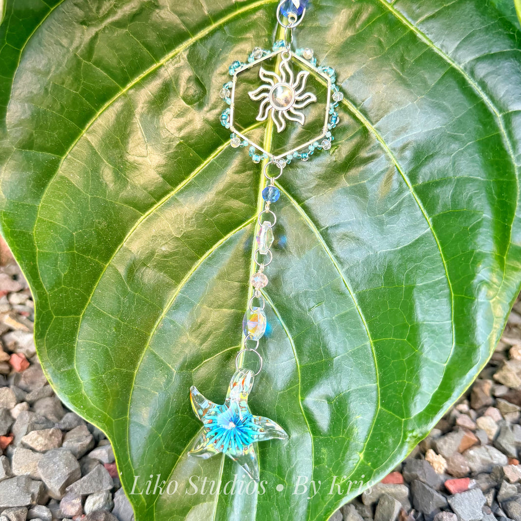 Blue Tides • Lampwork Murano Starfish Sun Catcher