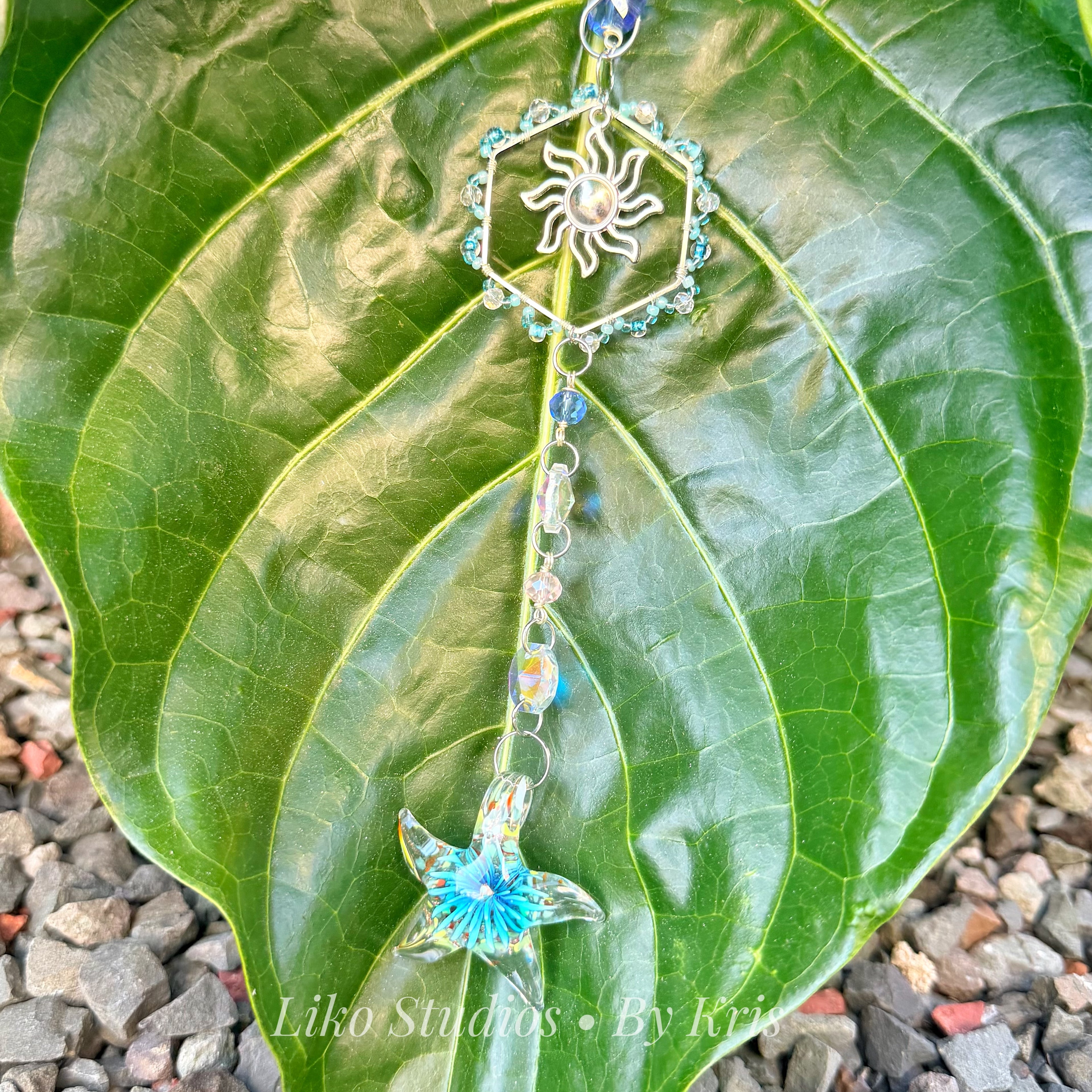 Blue Tides • Lampwork Murano Starfish Sun Catcher