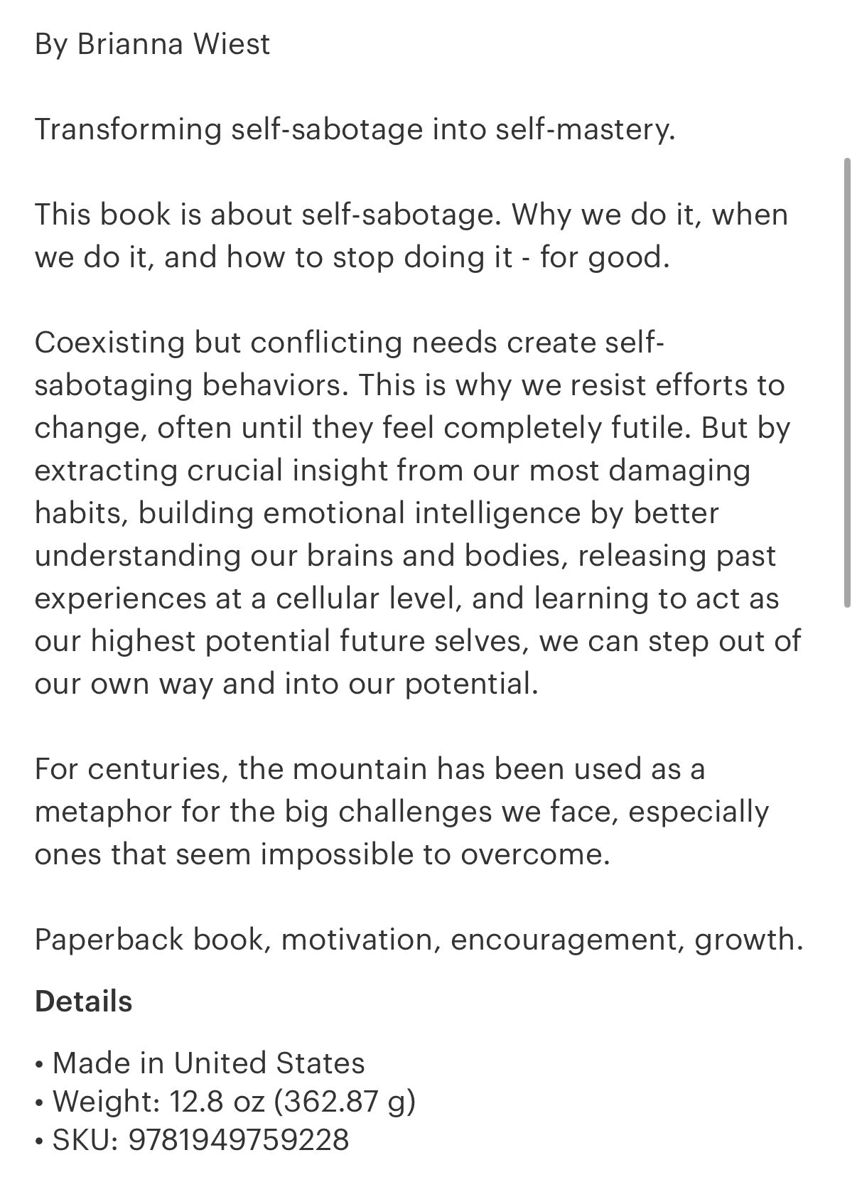 The Mountain Is You • Self Love Book