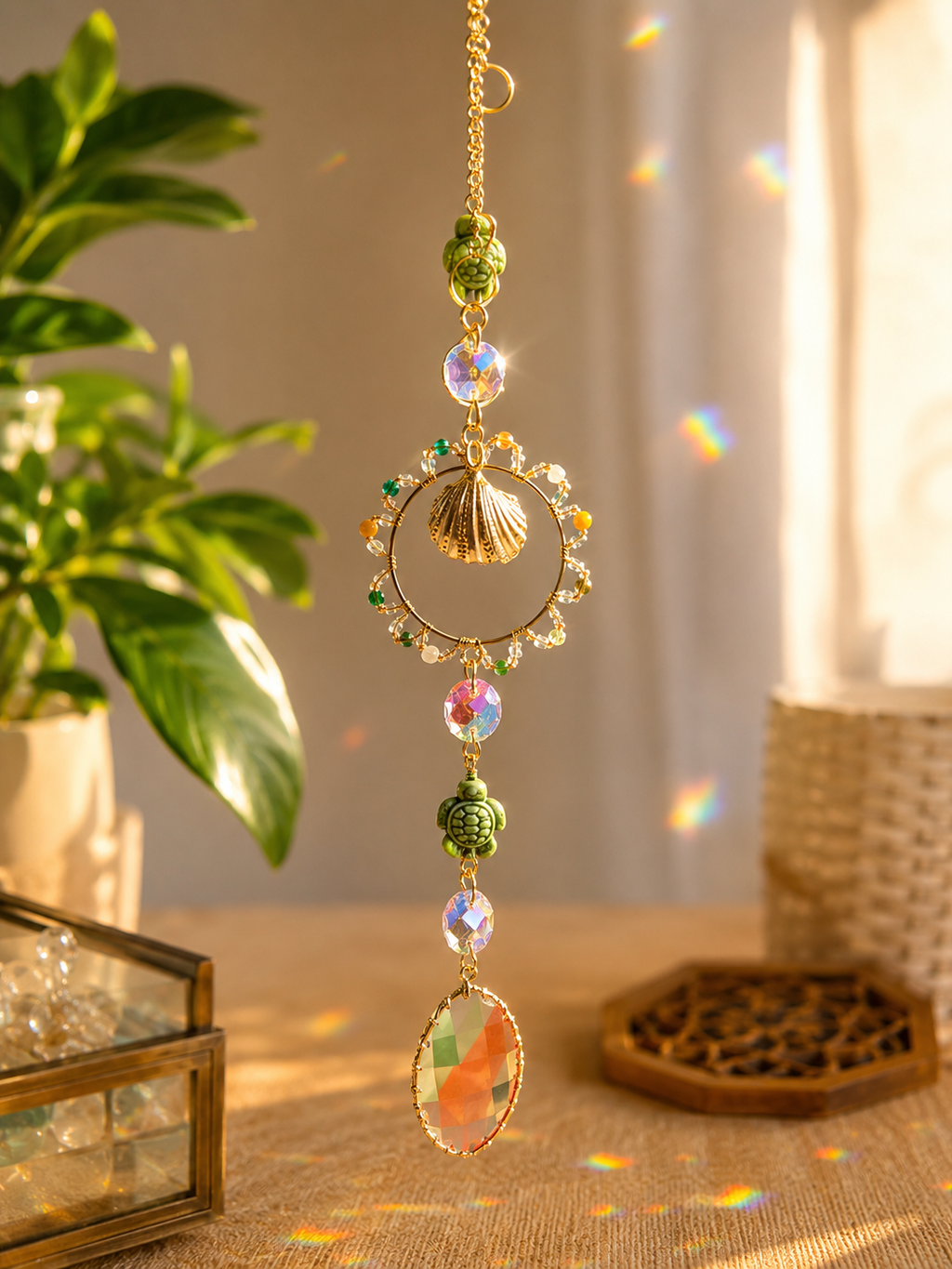 Golden Honu Sunrise Sun Catcher