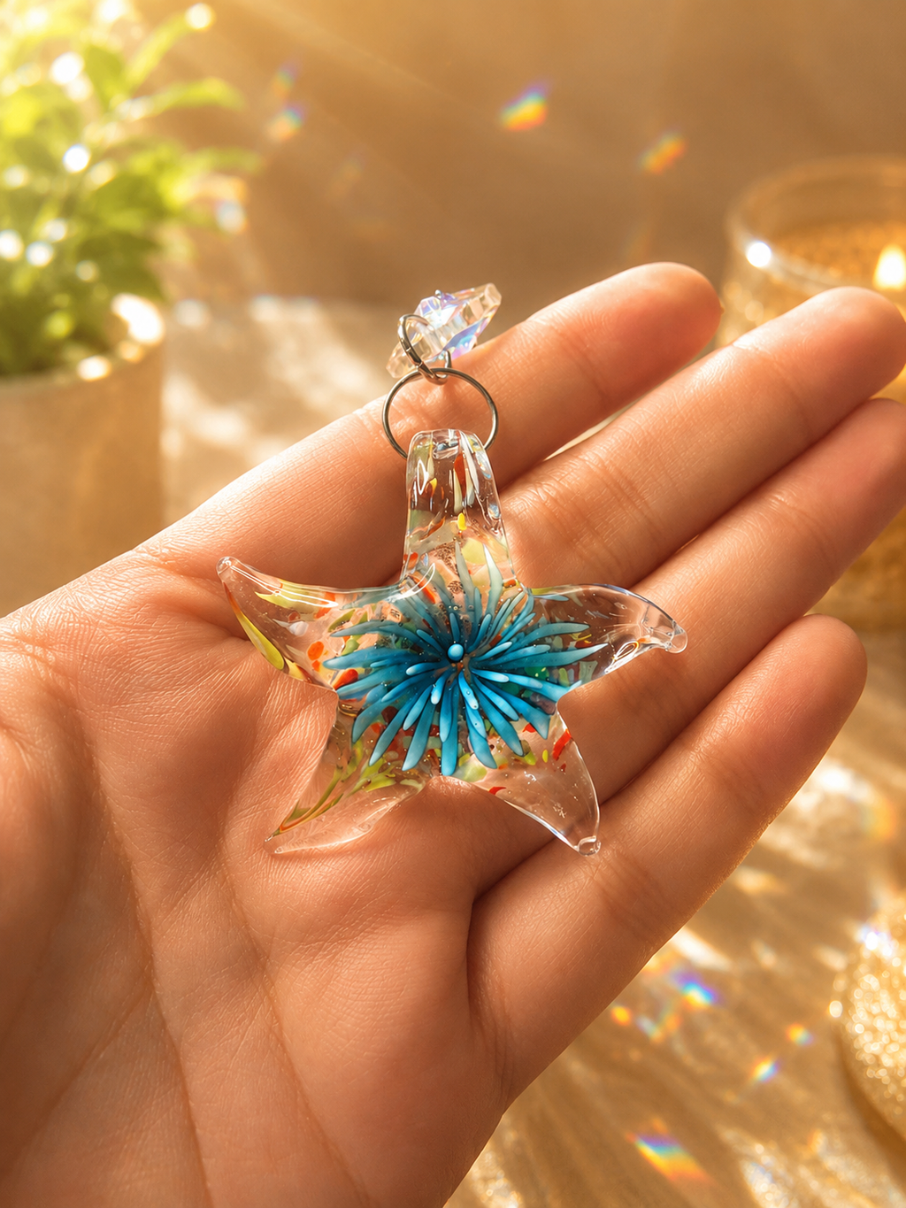 Blue Tides • Lampwork Murano Starfish Sun Catcher