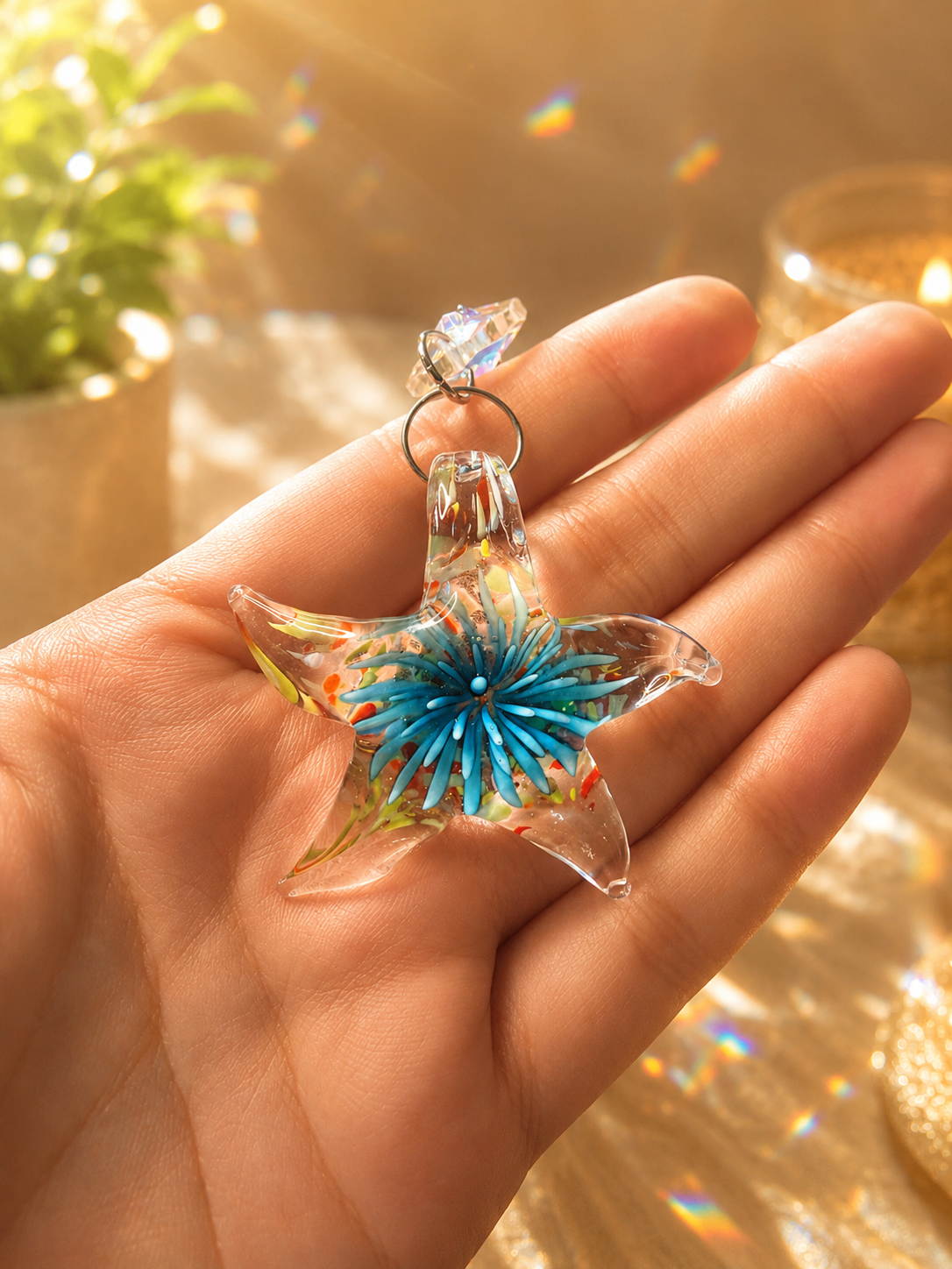 Blue Tides • Lampwork Murano Starfish Sun Catcher