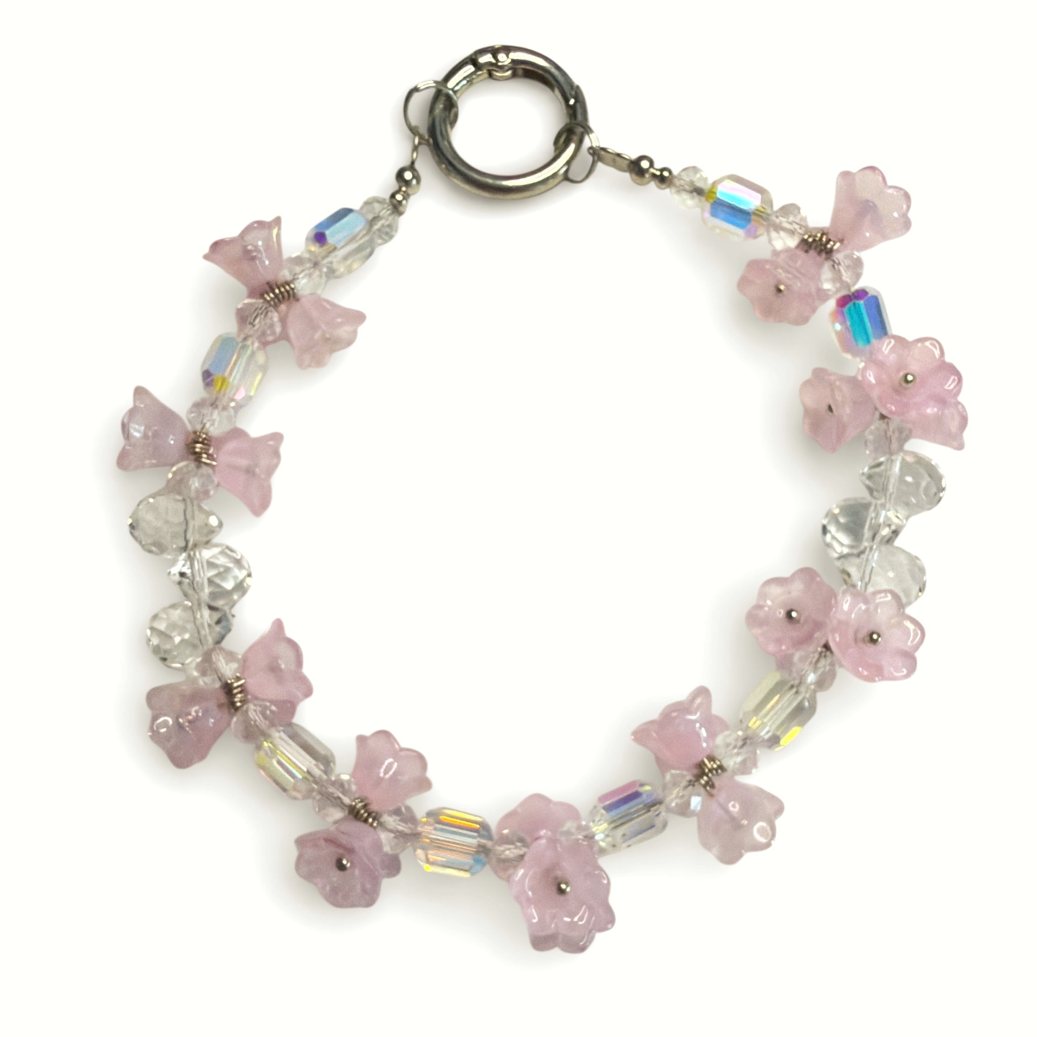 Pink Tulip and Ice Crystal Keychain